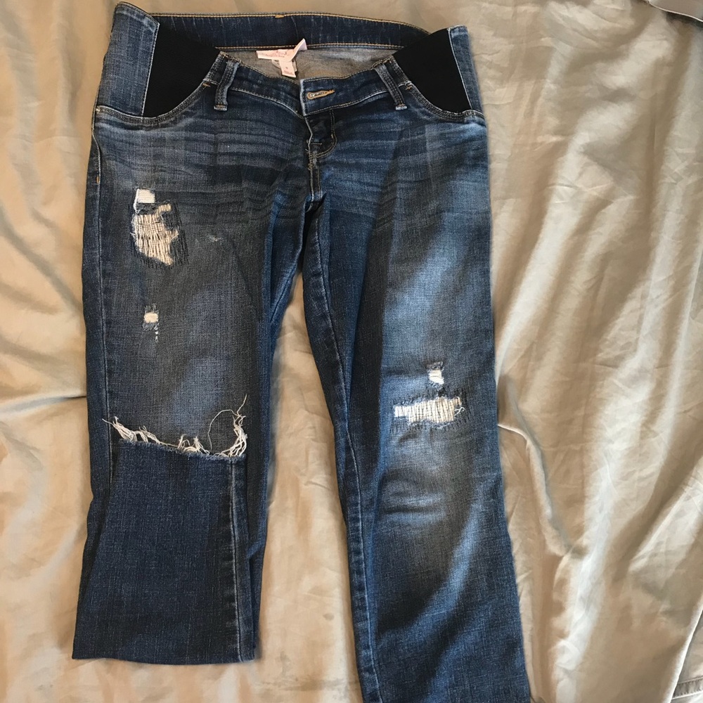 Skinny Side Panel Maternity Jeans